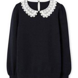Boden Navy Harewood Collar Navy Sweater NWT